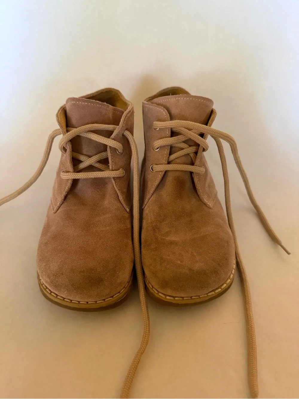 Children's Suede Lace-Up Boots in Light Pink